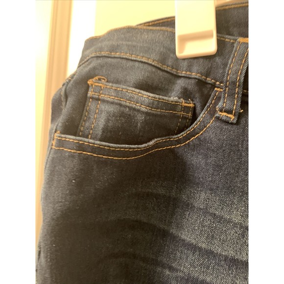 Be Girl Women's Plus Size 16 Blue Capri Jean Shorts Pockets Destroyed Distressed - Picture 6 of 16